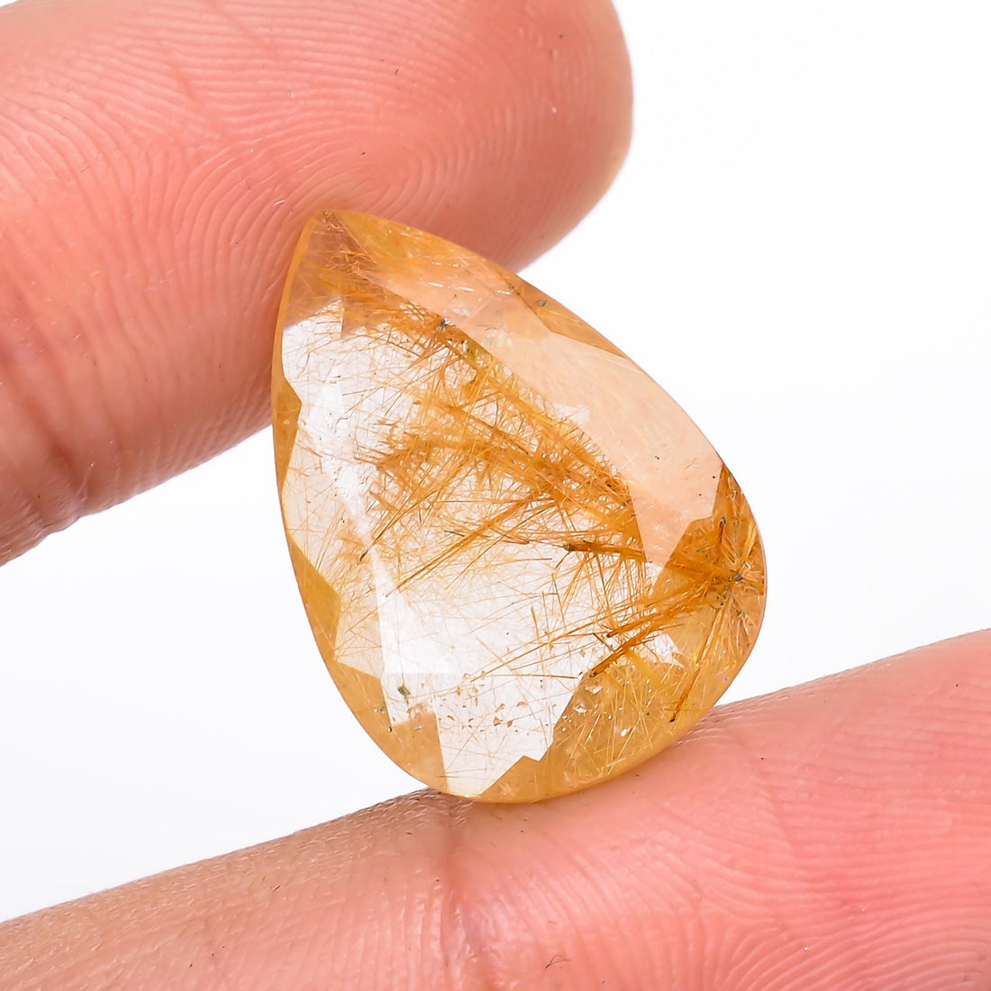 golden rutile quartz natural pear shape cut stone loose gemstone