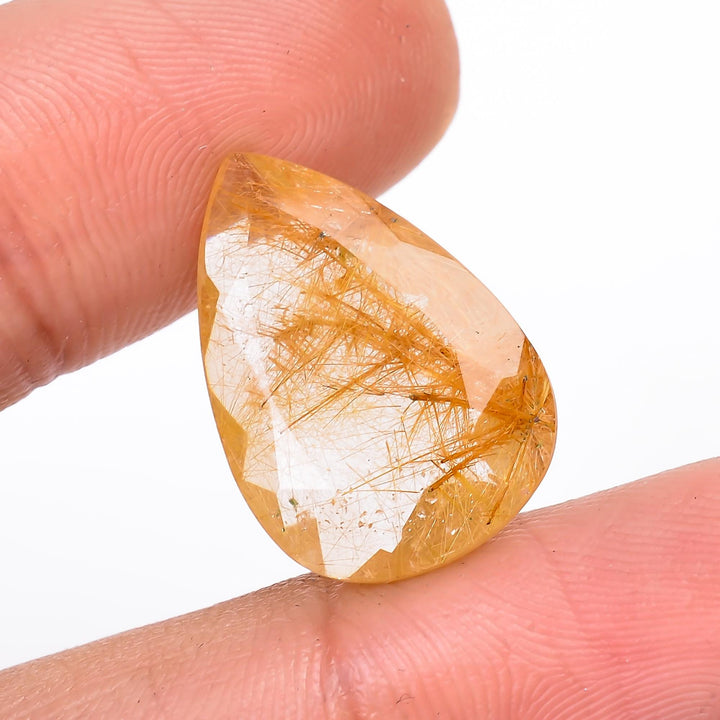 golden rutile quartz natural pear shape cut stone loose gemstone