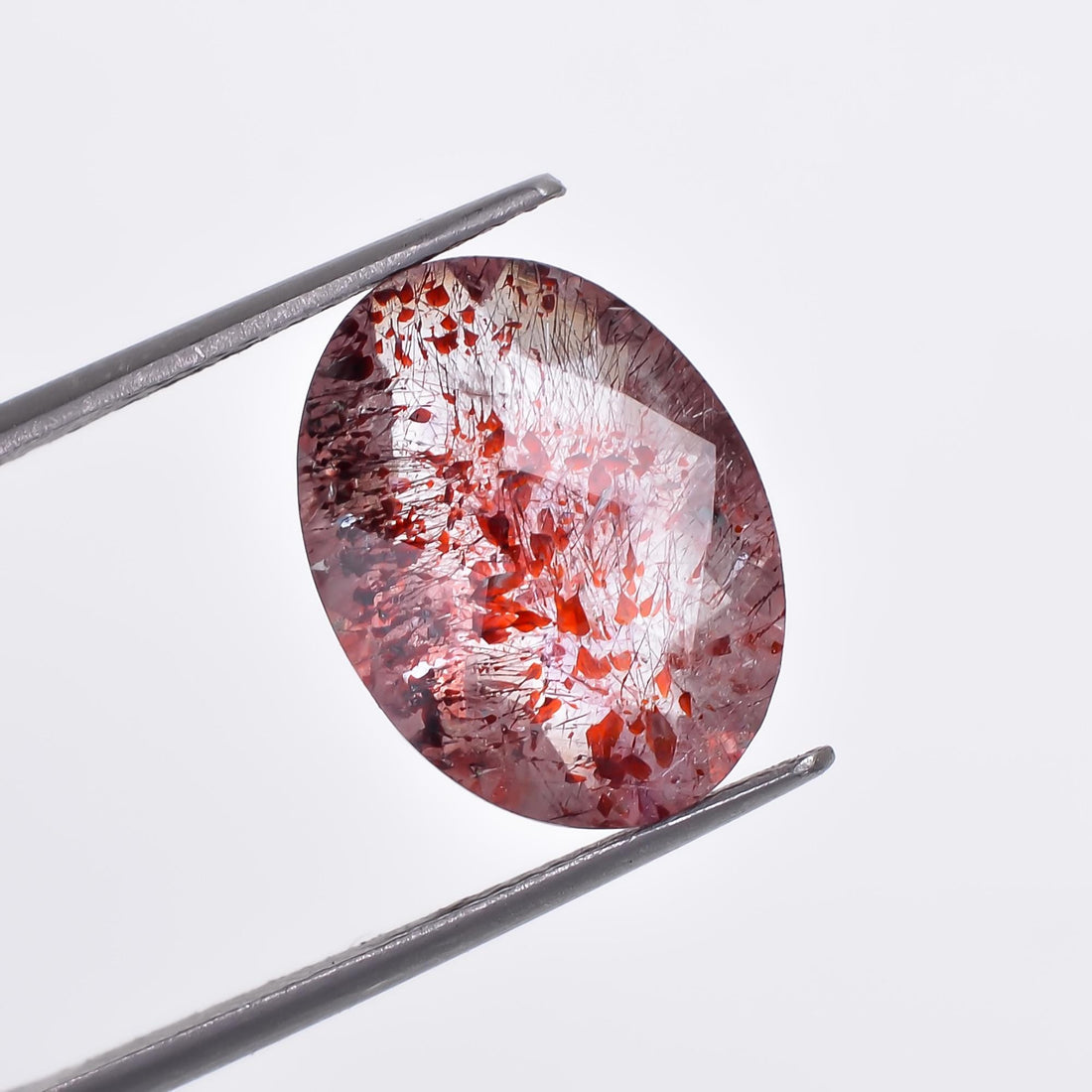 natural elestial quartz oval shape faceted loose gemstone