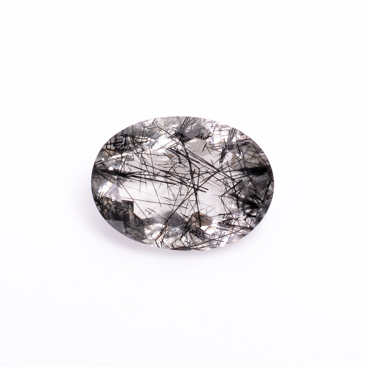 black rutile natural quartz oval shape cut stone loose gemstone