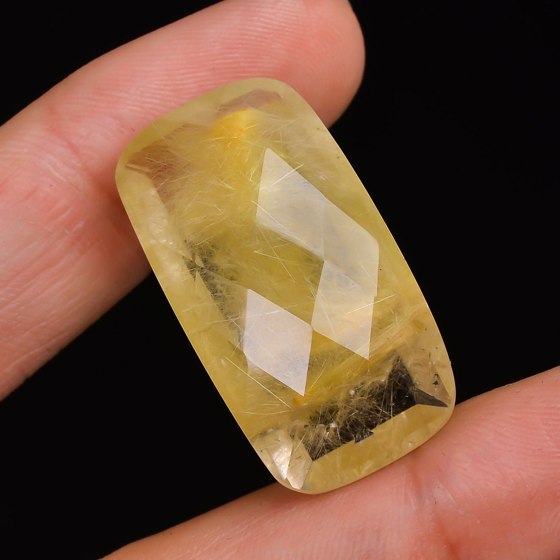 golden rutile quartz radiant cut stone natural loose gemstone