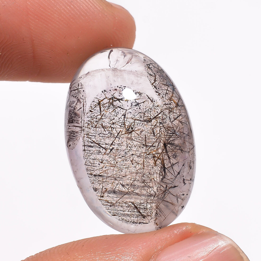 elestial smoky with many inclusion super seven stone oval shape cabochon loose gemstone 22 5 ct 24x17x8 mm y 2450