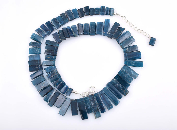 kyanite sticks necklace 16inch dark blue kyanite sticks 197cts yn 036 ready to wear adjustable sterling silver lock necklace kyanite beads