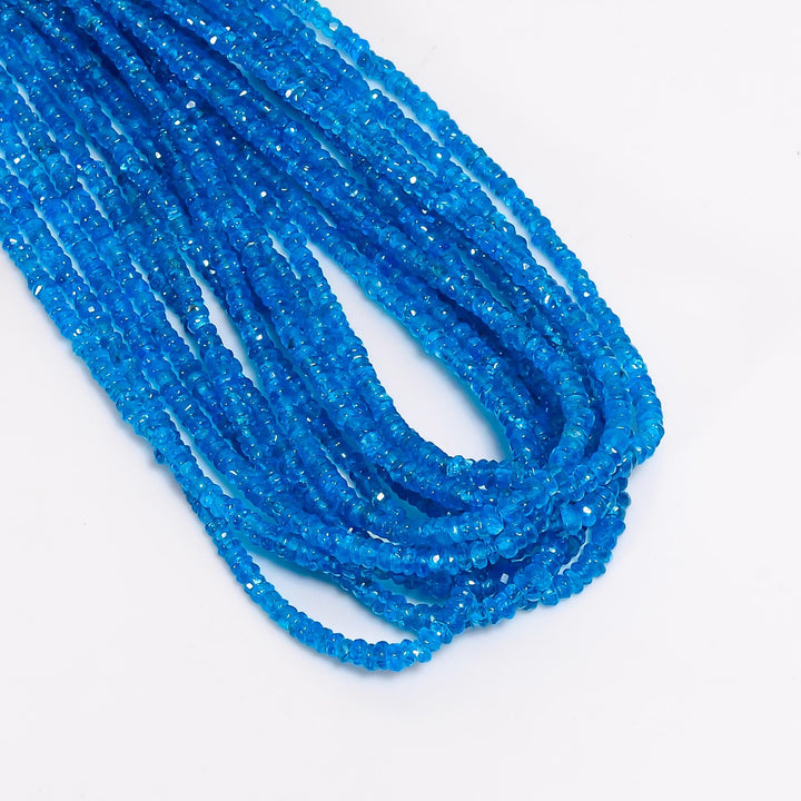 neon blue apatite natural gemstone rondelle shape faceted 11 lines strand 16 beads 5x5x3 mm 527 5 ct yn 501