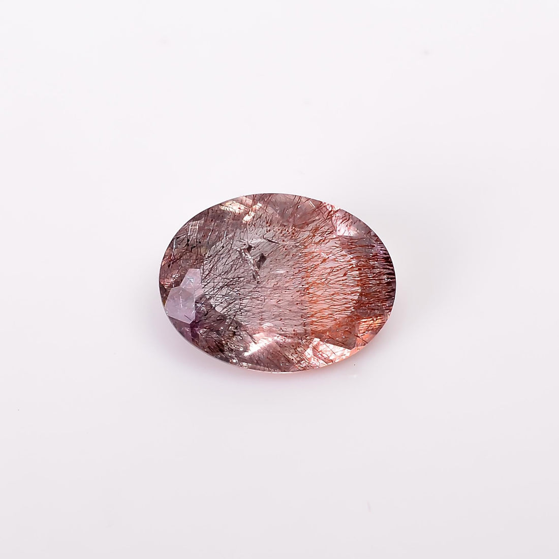 natural elestial quartz with cacoxenite lepidocrocite oval shape cut stone loose gemstone