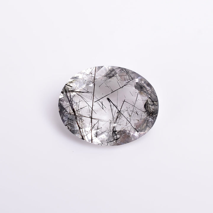 black rutile natural quartz oval shape cut stone loose gemstone