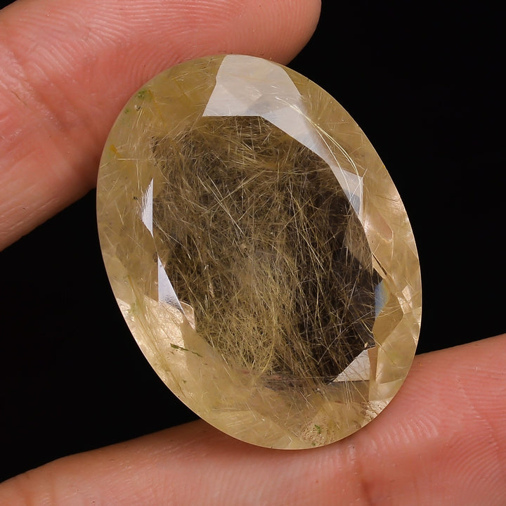 golden rutile quartz oval shape cut stone natural loose gemstone