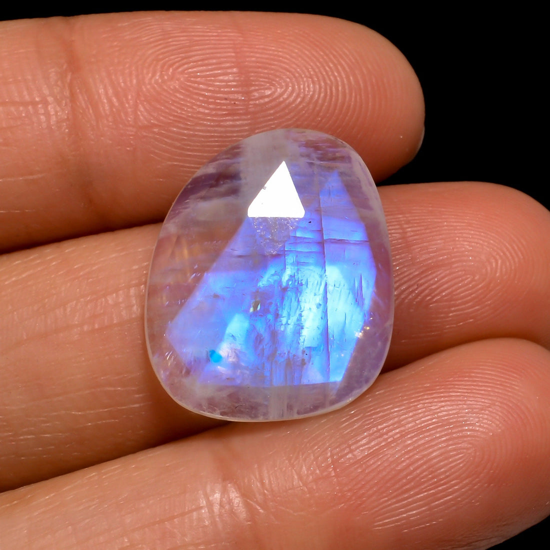 natural rainbow moonstone fancy shape facet on top loose gemstone