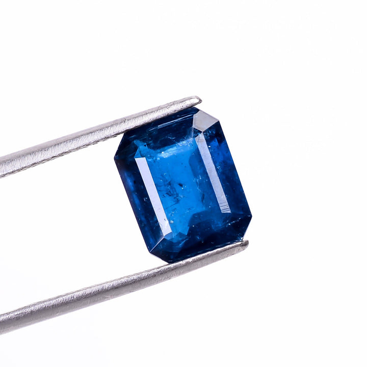 natural dark blue kyanite radiant shape cut stone loose gemstone