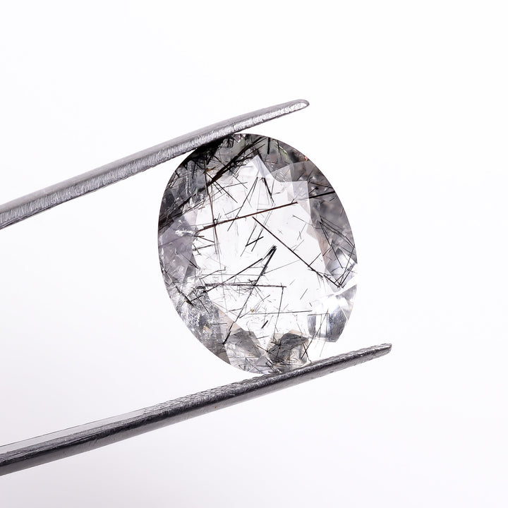 black rutile natural quartz oval shape cut stone loose gemstone