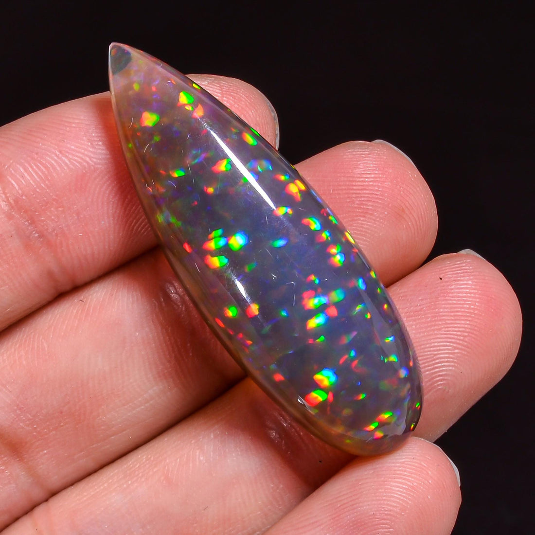 one of a kind natural ethiopian opal pear shape cabochon loose gemstone