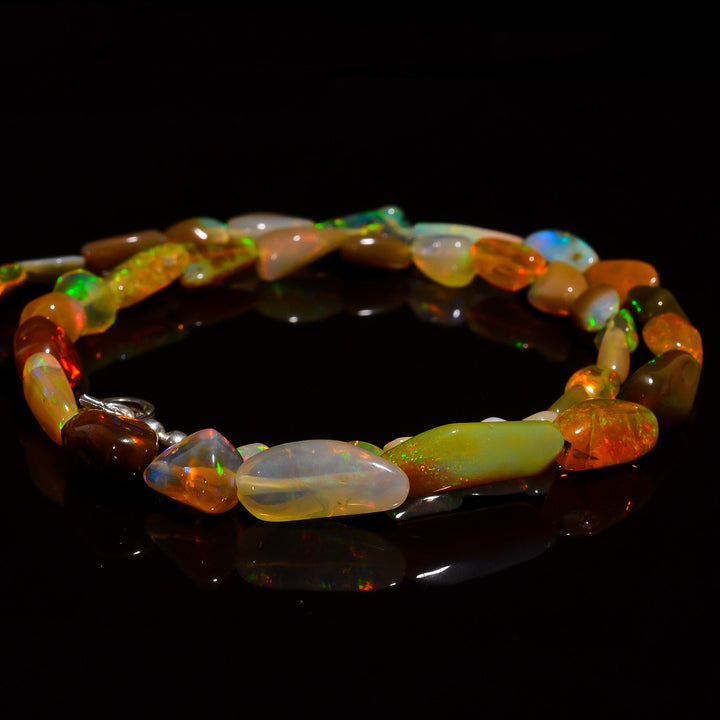 ethiopian opal smooth nugget shape necklace 16inch 67 ct y 2065 ready to wear adjustable sterling silver lock necklace