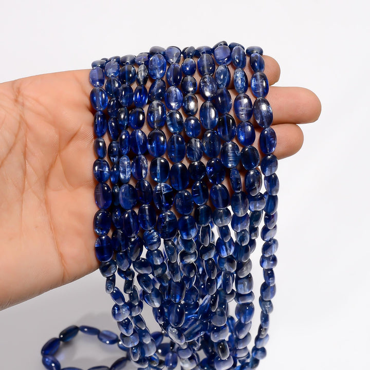 blue kyanite natural gemstone oval shape smooth