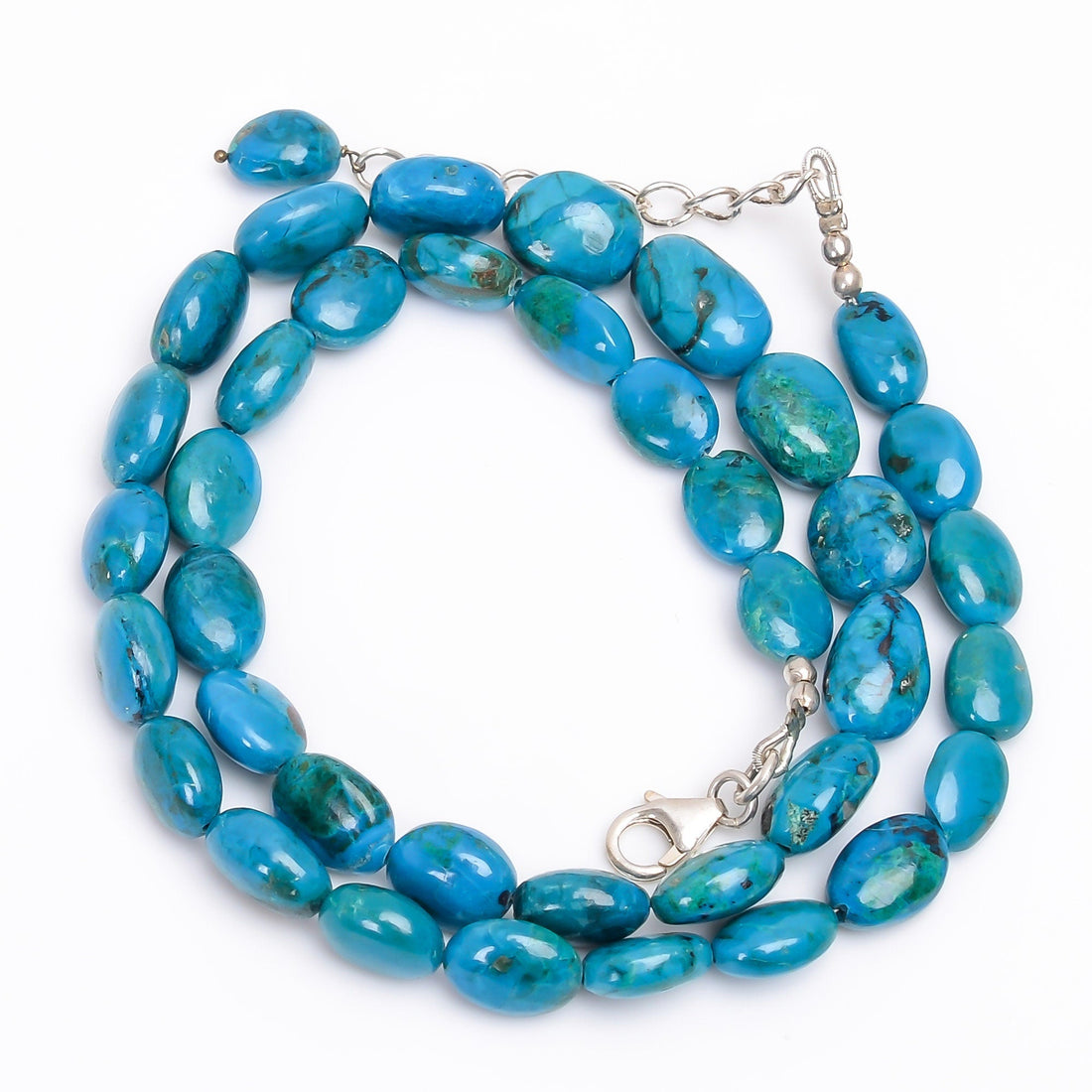 chrysocolla tumble shape smooth beads necklace chrysocolla smooth tumble