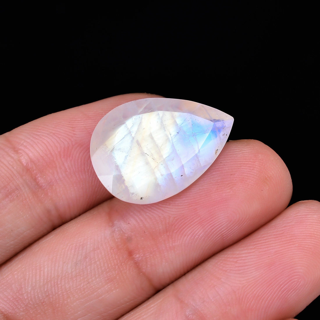 rainbow moonstone natural pear shape facet cut loose gemstone