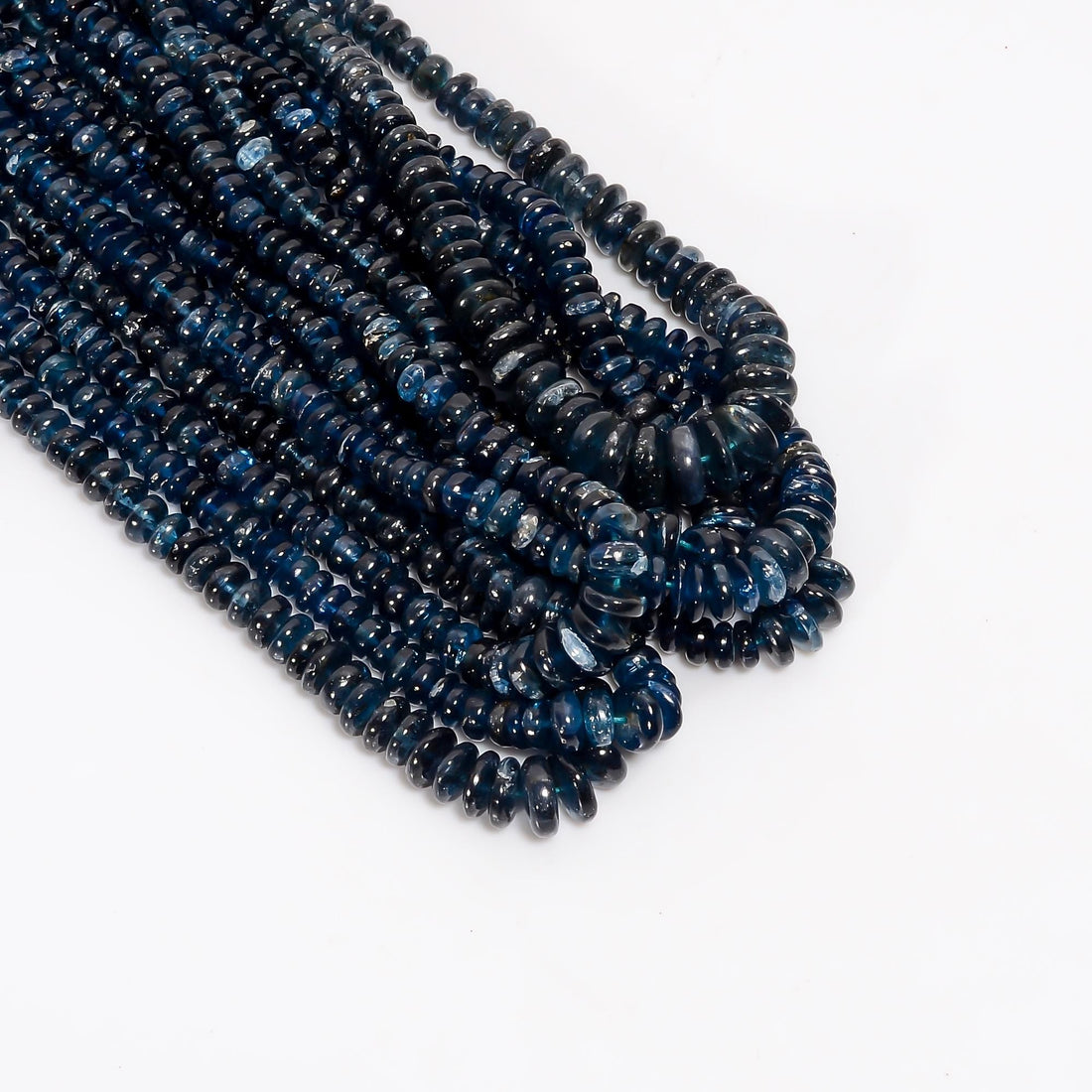 teal kyanite natural gemstone rondelle shape smooth 8 lines strand 16 beads 4x4 8x8 mm 1222 5 ct yn 539