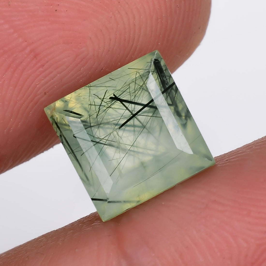 prehnite with epidote natural square shape cut stone loose gemstone