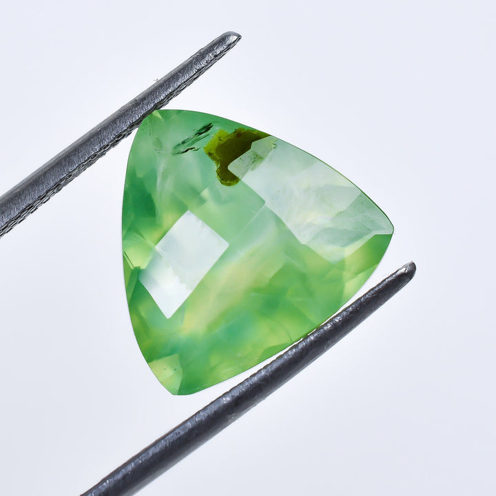 prehnite trillion shape faceted loose gemstone