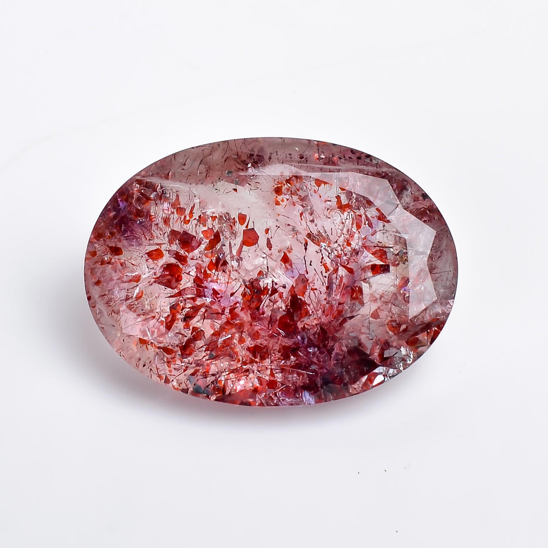 natural elestial quartz oval shape faceted loose gemstone