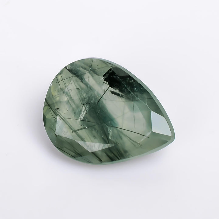 prehnite with epidote natural pear shape cut stone loose gemstone