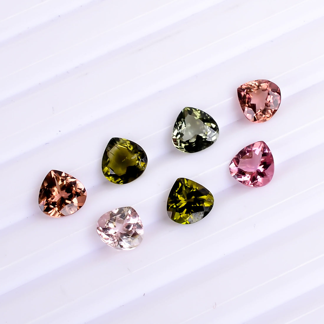 multi tourmaline heart shape cut stone natural loose gemstone 7 pcs