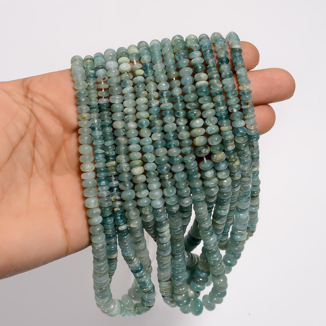 grandidierite natural gemstone rondelle shape smooth 7 lines strand 16 beads 3x3 8x8 mm 700 ct yn 535