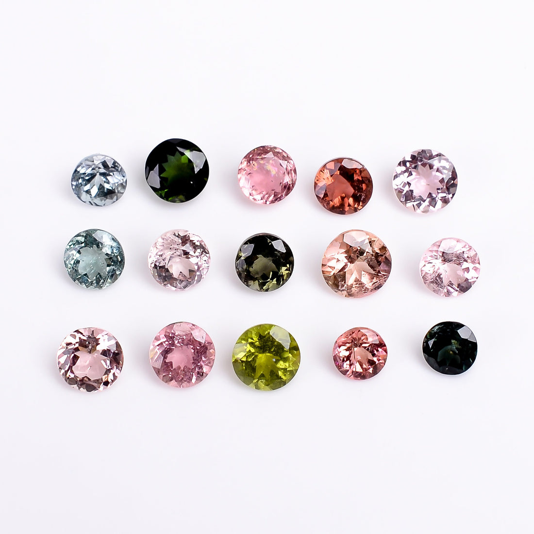 multi tourmaline round shape cut stone natural loose gemstone 15 pcs