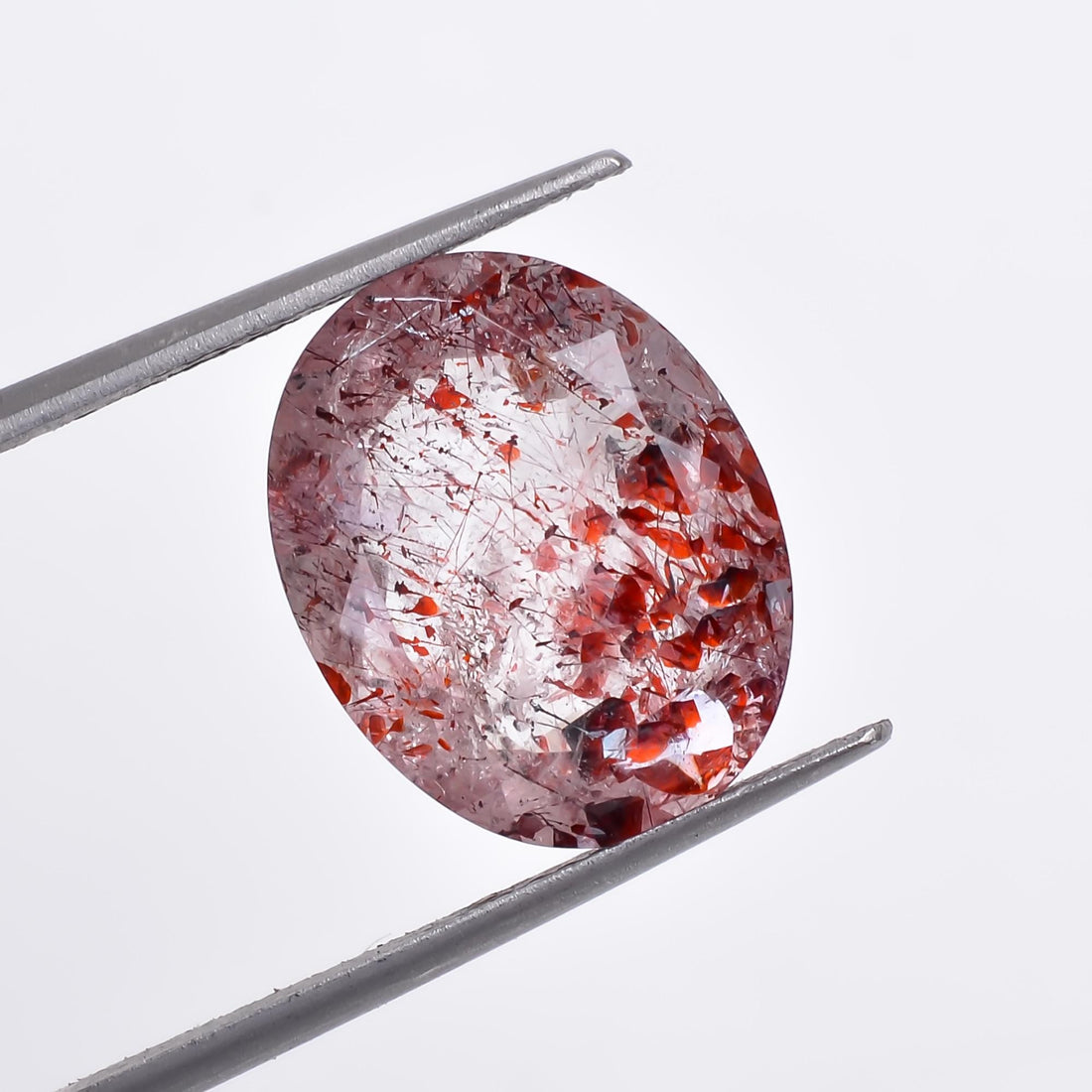 natural elestial quartz oval shape cut stone loose gemstone