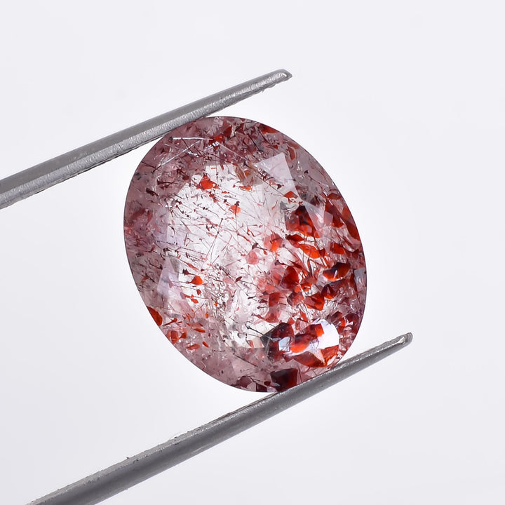 natural elestial quartz oval shape cut stone loose gemstone