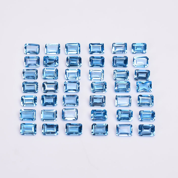 natural swiss blue topaz radiant shape cut stone loose gemstone lot