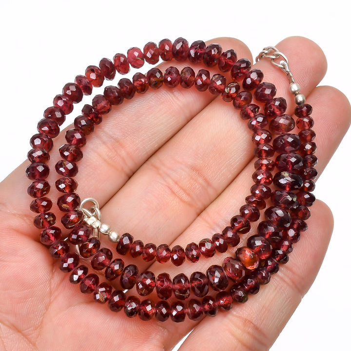 garnet rondelle shape faceted beads necklace garnet faceted beasd