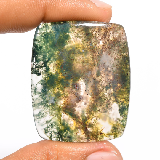 Moss Agate Gemstone Radiant Shape Natural Cabochon