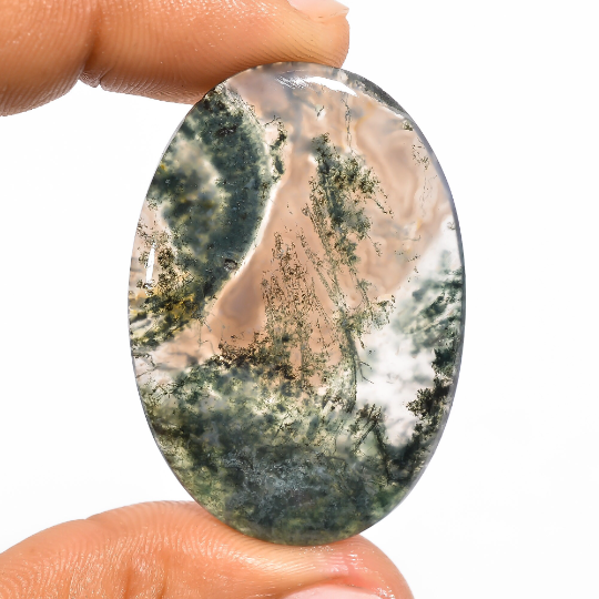 Moss Agate Gemstone Oval Shape