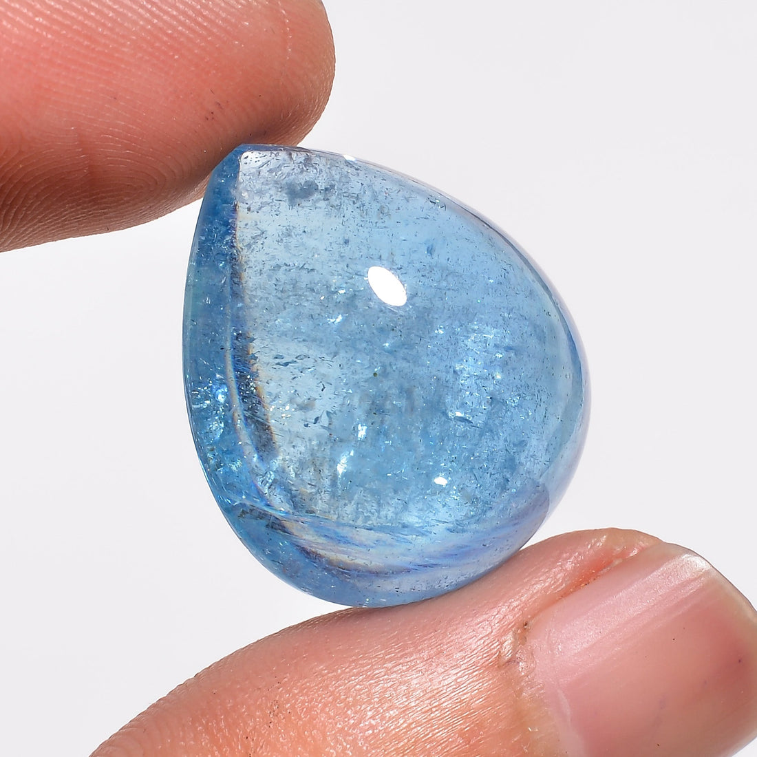 natural aquamarine pear shape cabochon loose gemstone