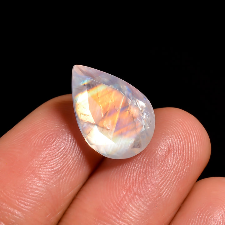 rainbow moonstone pear shape cut stone loose gemstone