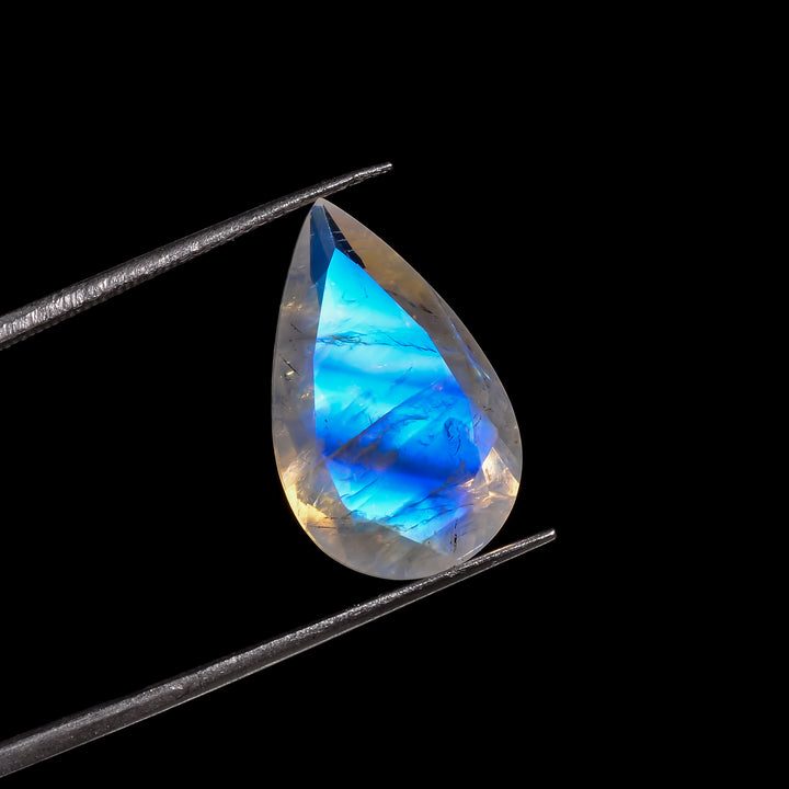 blue fire rainbow moonstone pear shape cut stone loose gemstone