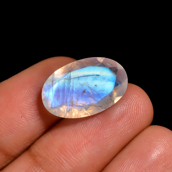 electric blue moonstone oval shape cut stone loose gemstone