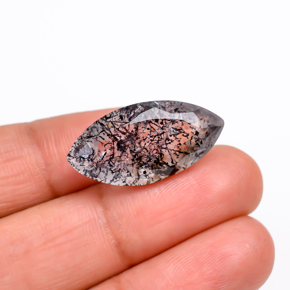 elestial hematite quartz marquise shape cut stone loose gemstone