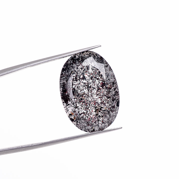 elestial hematite quartz oval shape cut stone loose gemstone