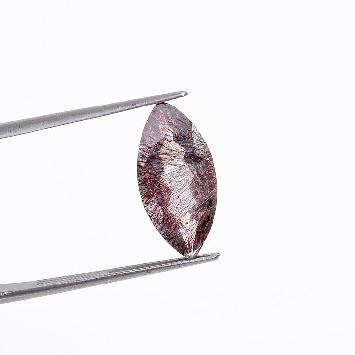 elestial hematite quartz marquise shape cut stone loose gemstone