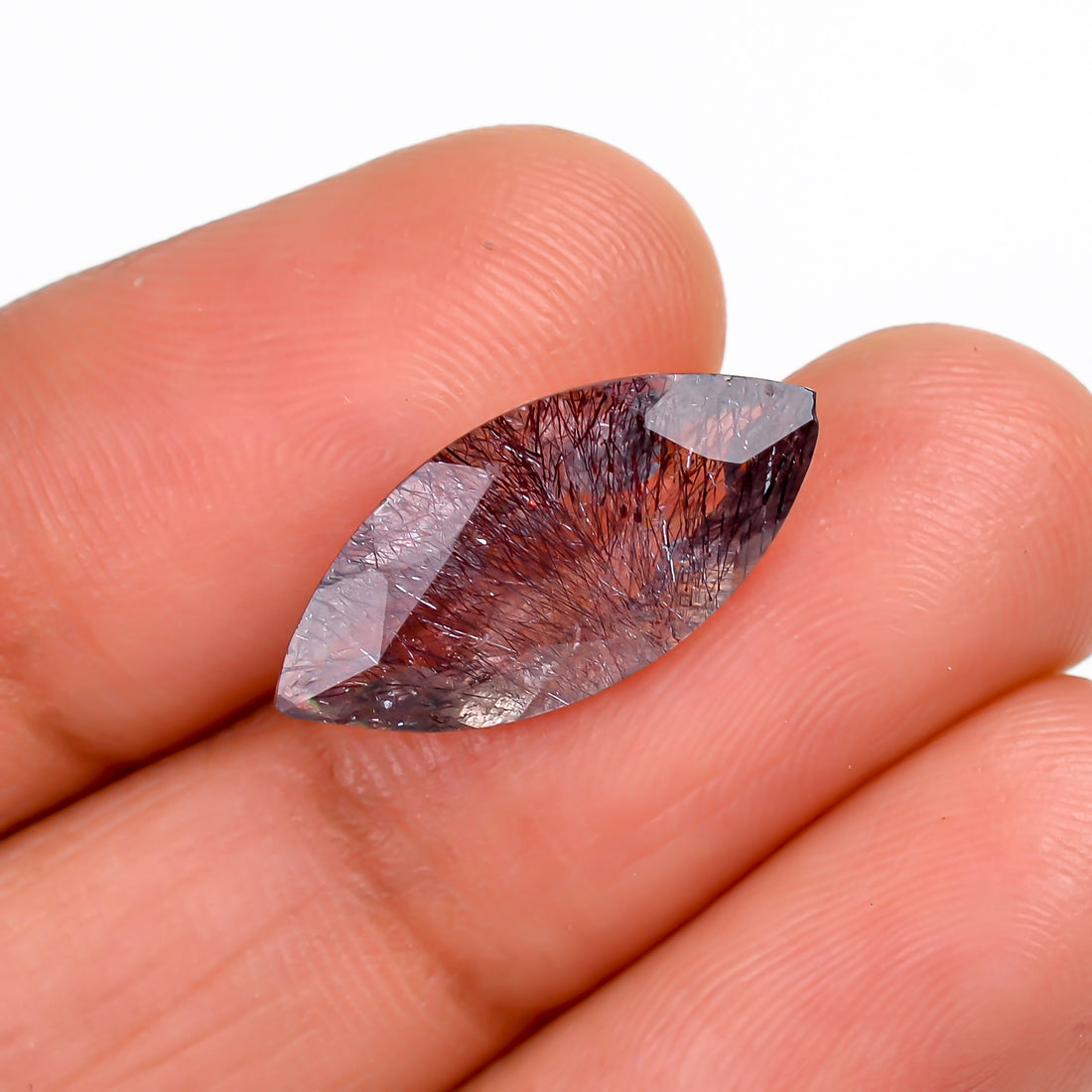 elestial hematite quartz marquise shape cut stone loose gemstone