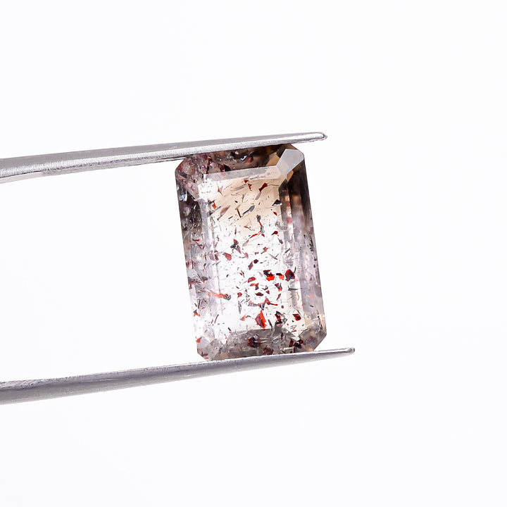 elestial hematite quartz radiant shape cut stone loose gemstone