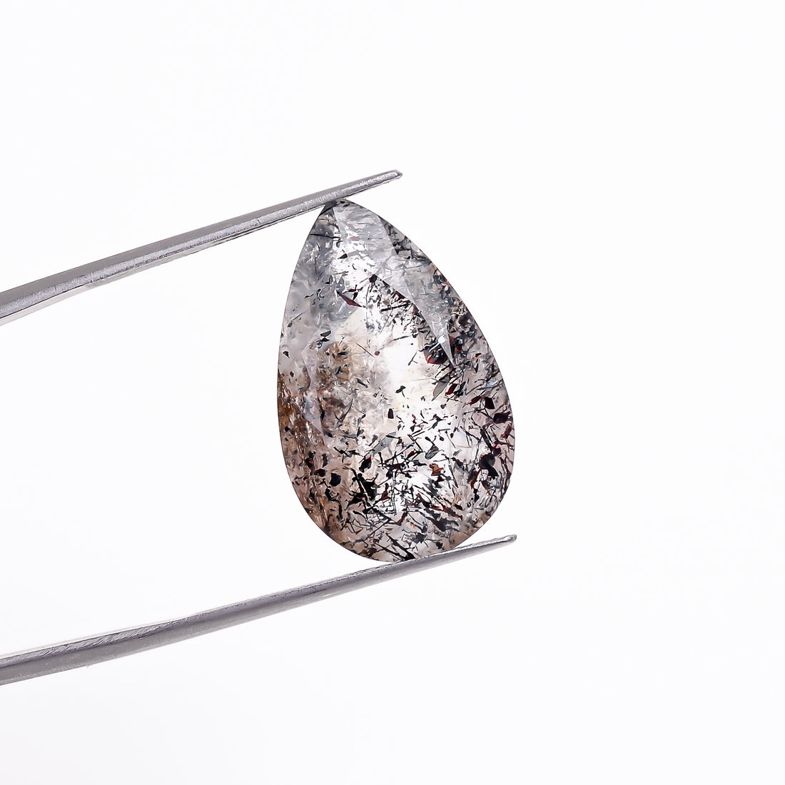 elestial hematite quartz pear shape cut stone loose gemstone