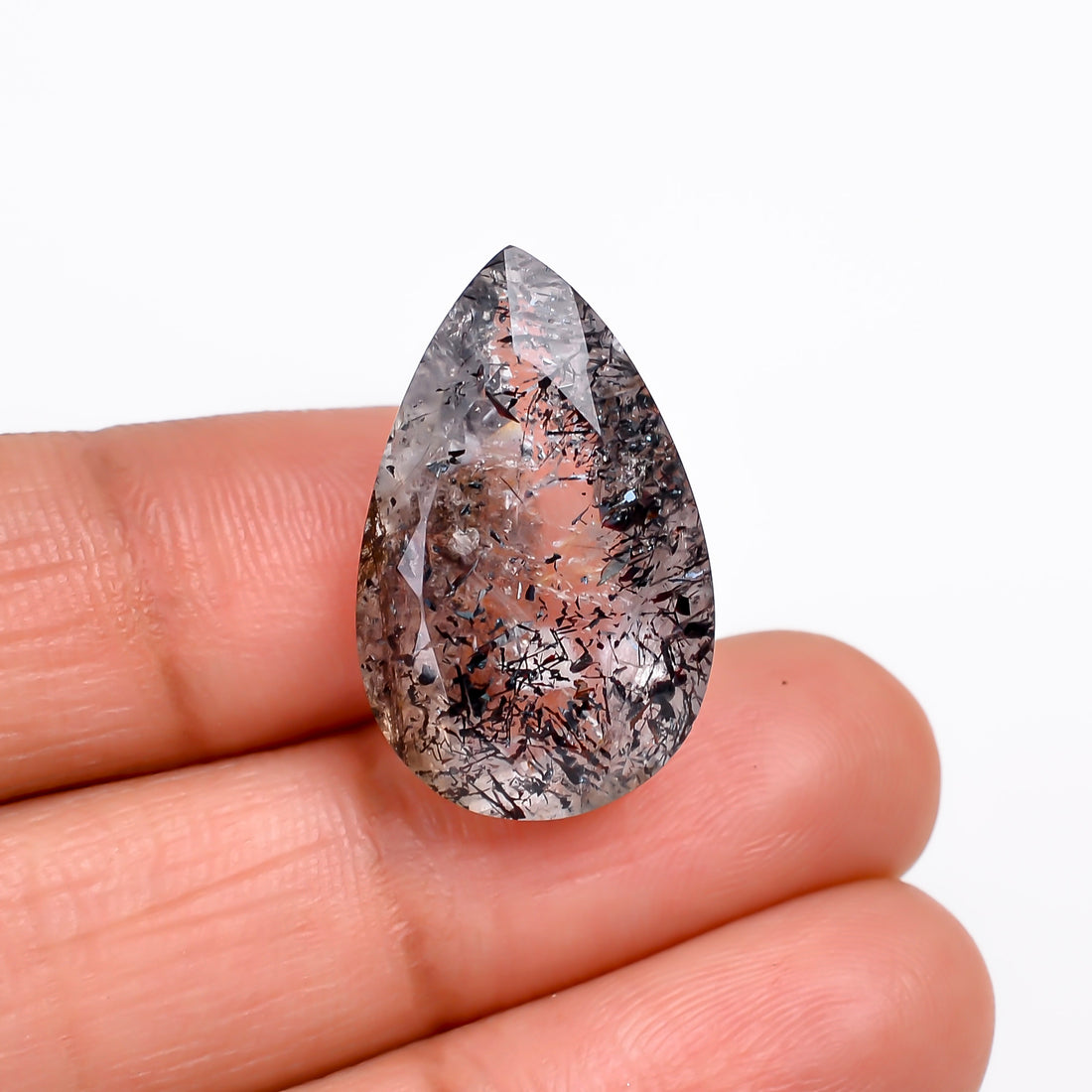 elestial hematite quartz pear shape cut stone loose gemstone
