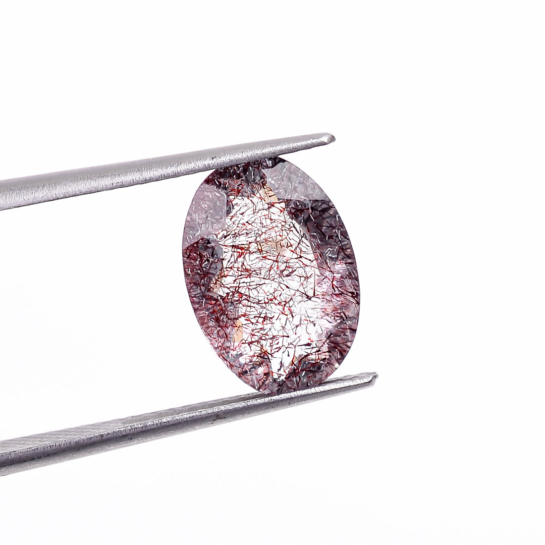 elestial hematite quartz oval shape cut stone loose gemstone