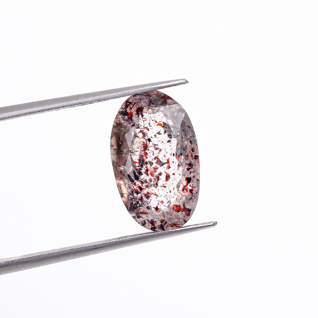 elestial hematite quartz oval shape cut stone loose gemstone