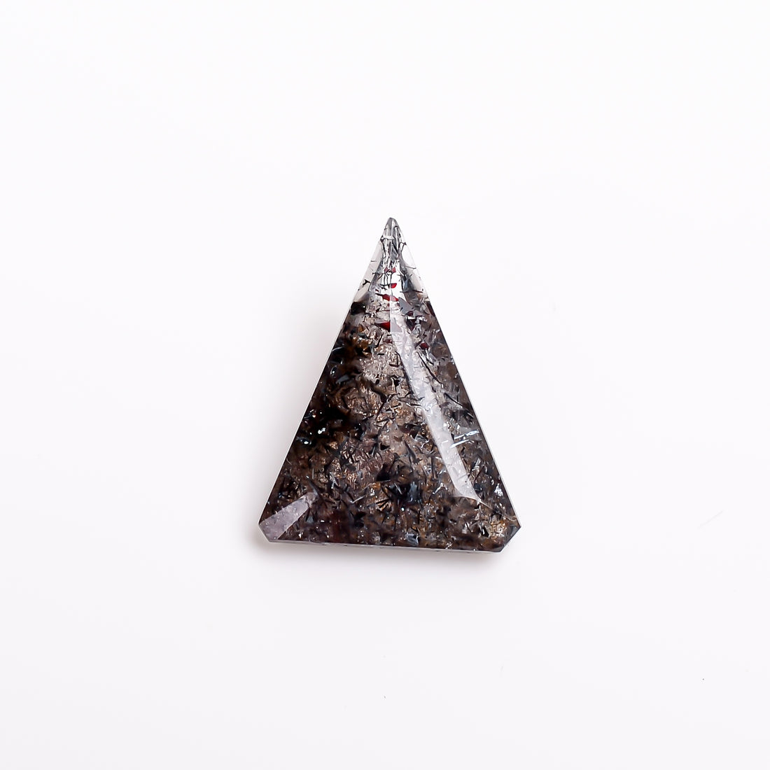 elestial hematite quartz triangle shape cut stone loose gemstone