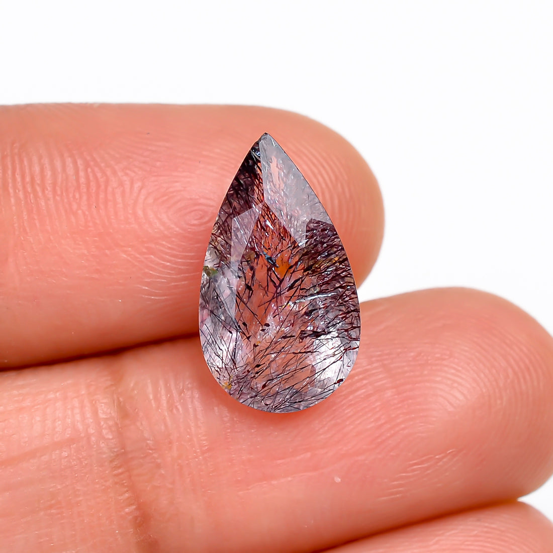 elestial hematite quartz pear shape cut stone loose gemstone