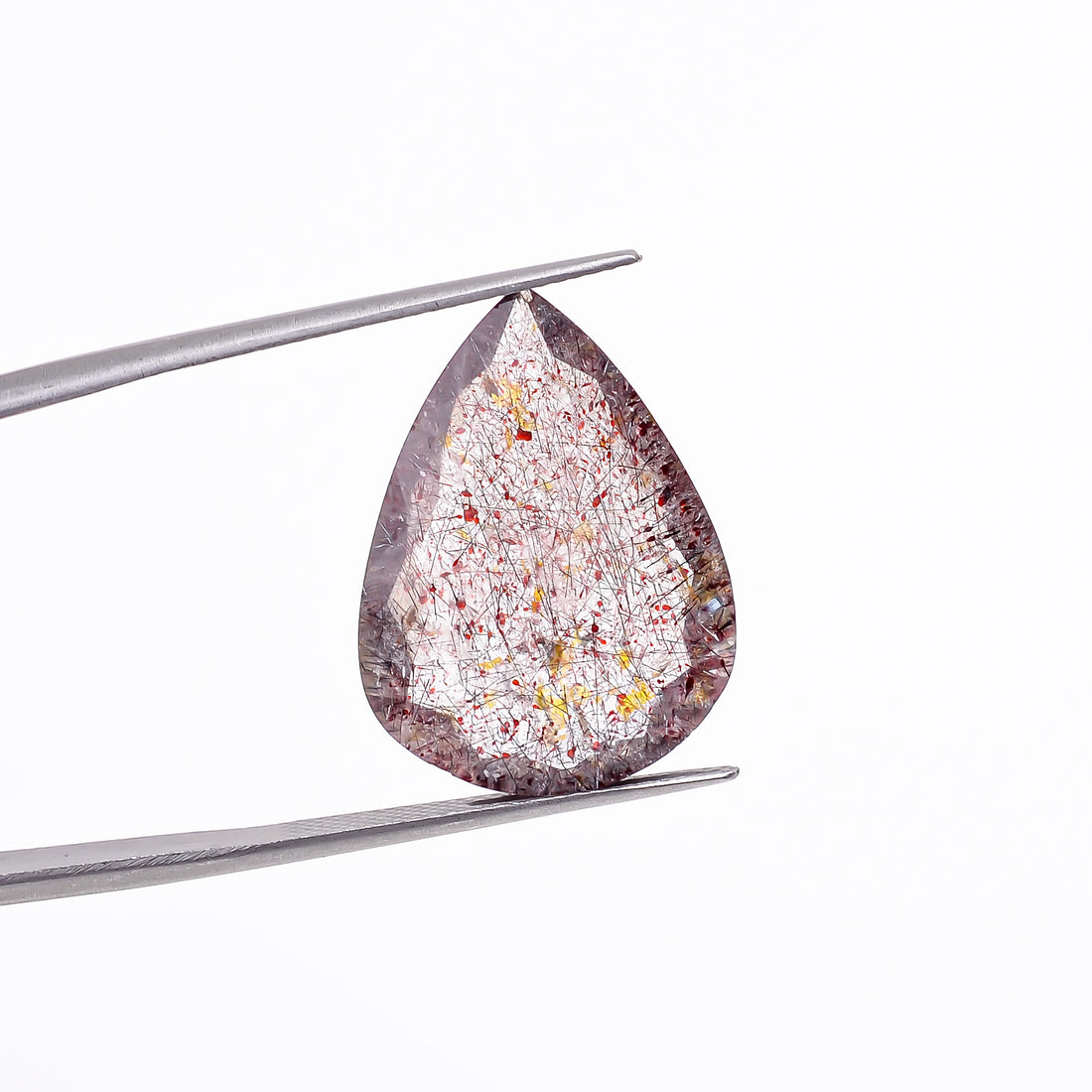 elestial hematite quartz pear shape cut stone loose gemstone