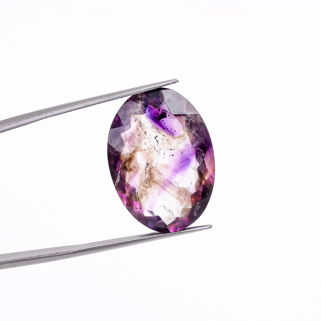 elestial hematite quartz oval shape cut stone loose gemstone